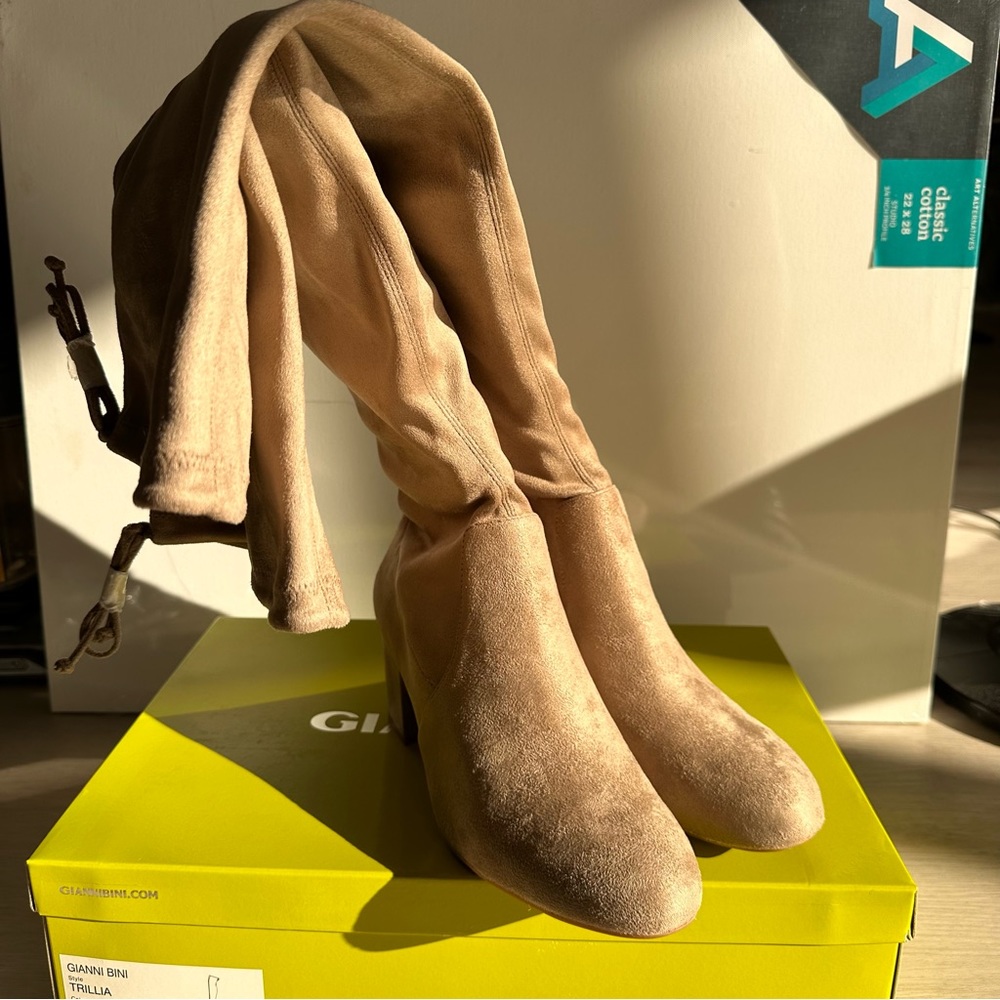 Gianni Bini Trillia Stretch Fabric Over-the-Knee Block Heel Boots